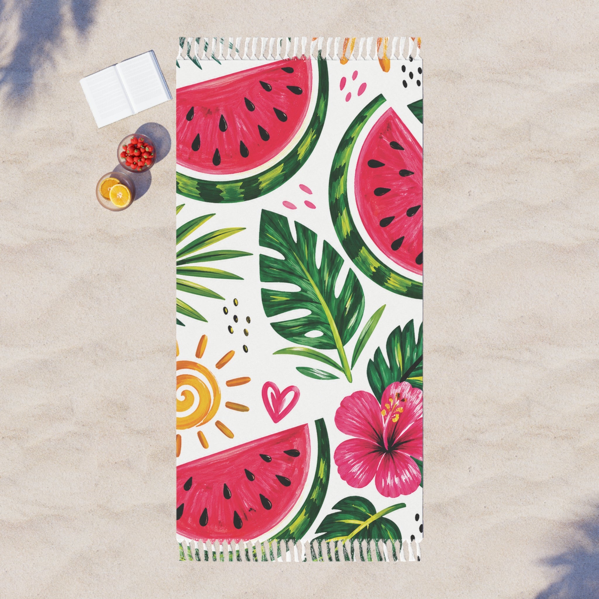Hibiscus Beach Towel | Boho Tropical Summer Print best quality