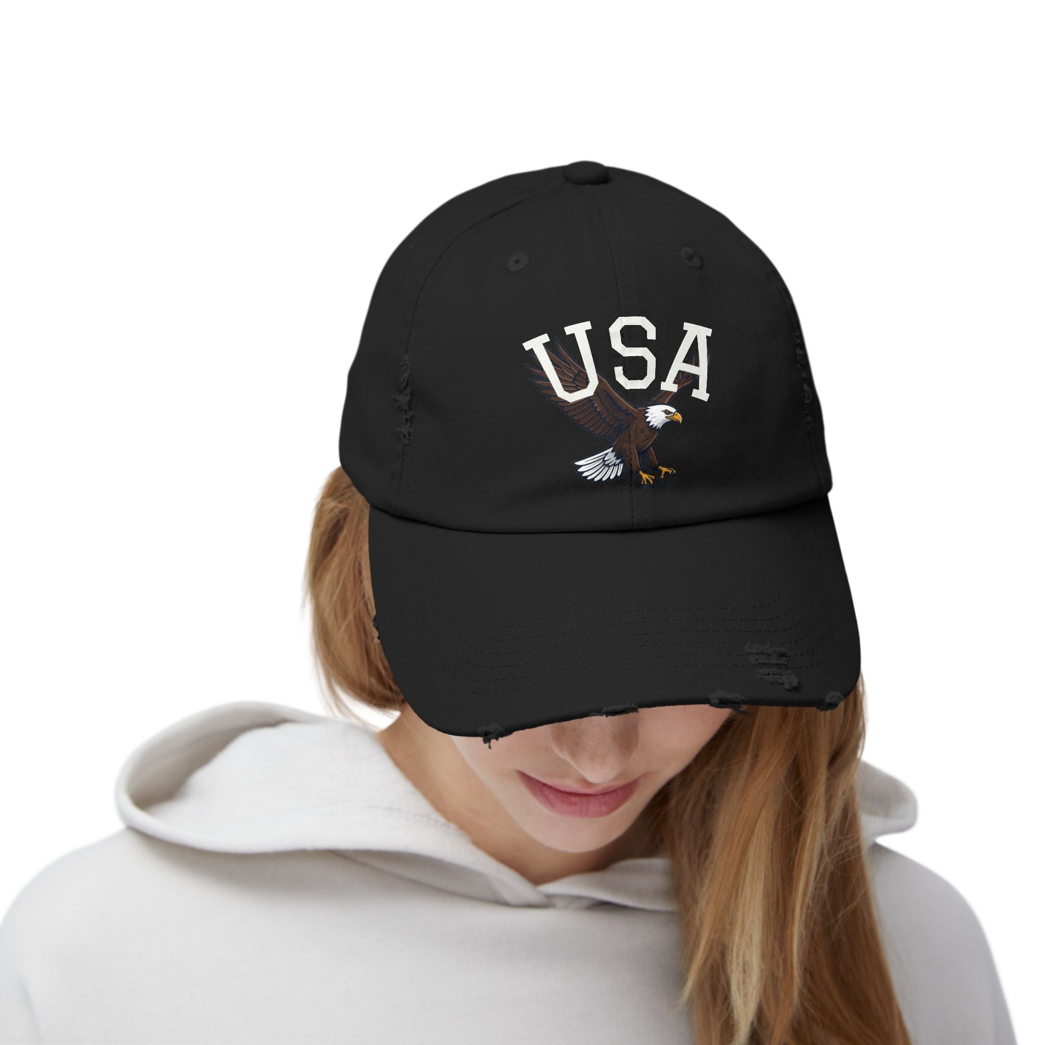 USA Bald Eagle Cap | Distressed Patriotic Baseball Hat