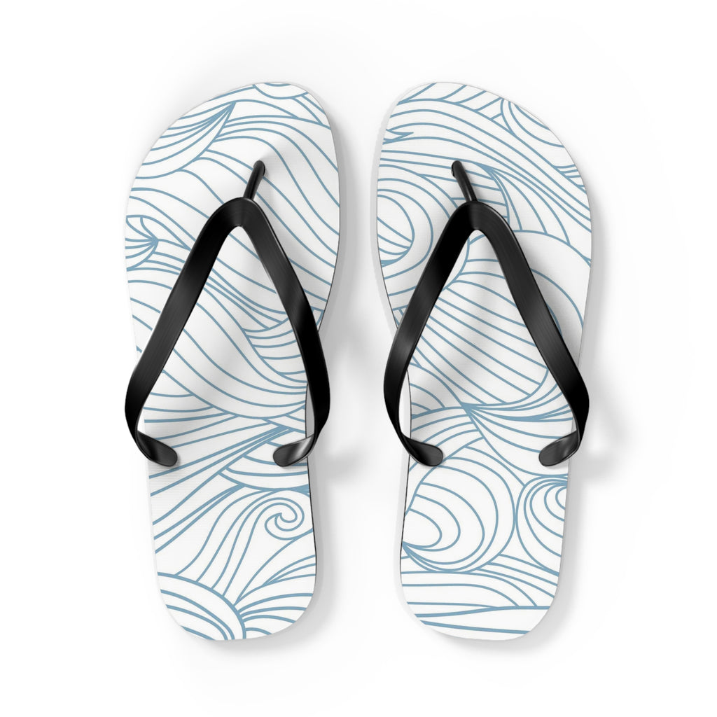 Blue Wave Pattern Flip Flops | Coastal Swirl Sandals