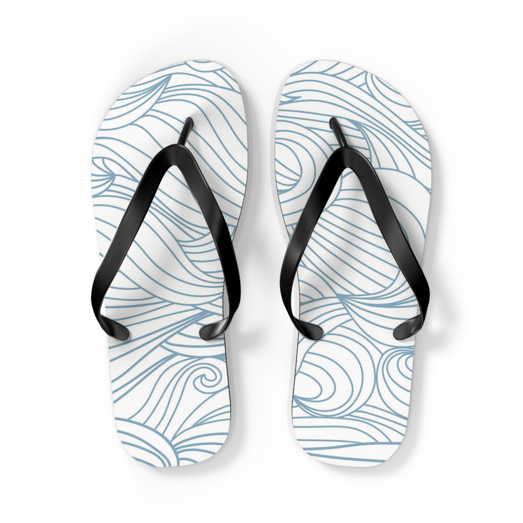 Blue Wave Pattern Flip Flops | Coastal Swirl Sandals