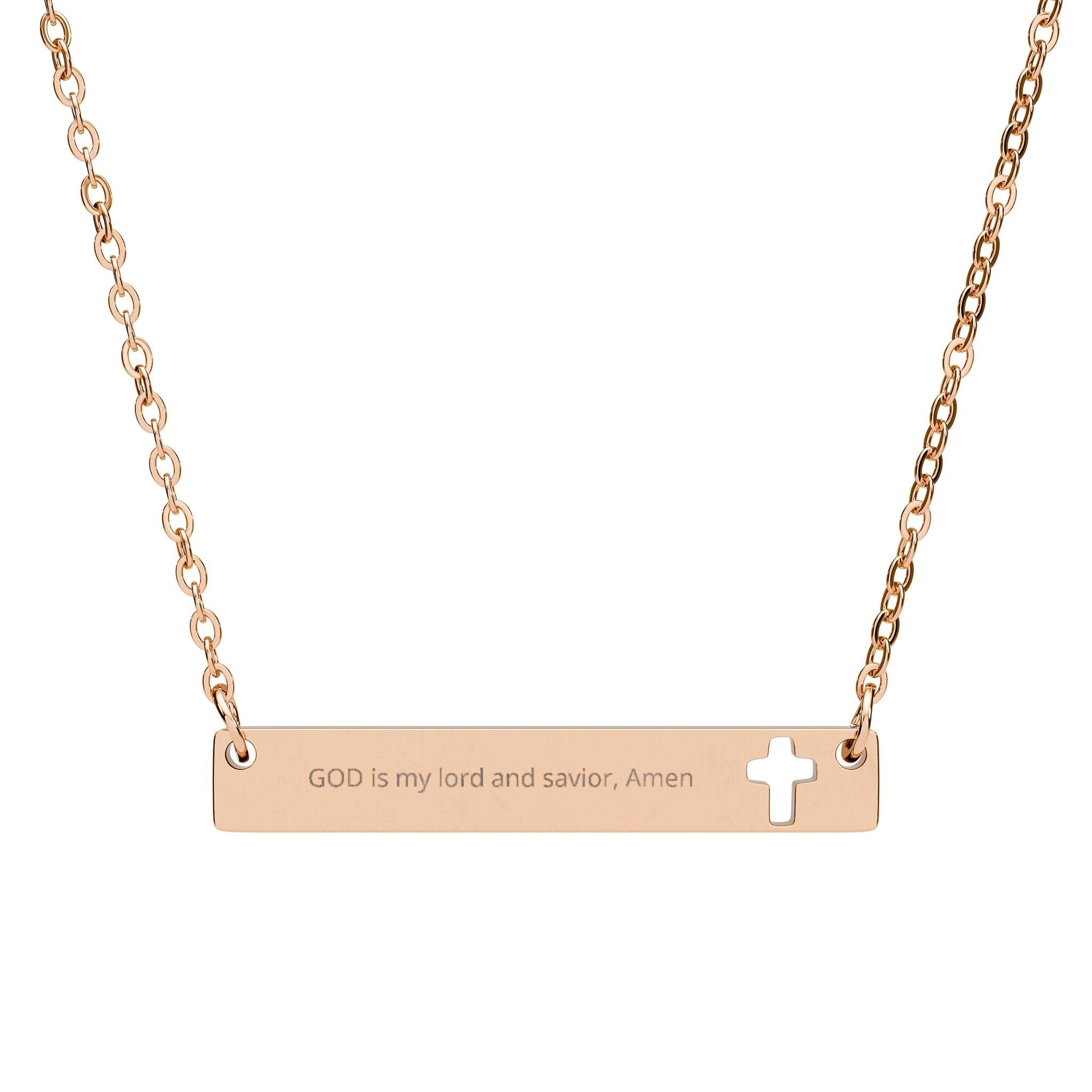 Engrave Cutout Cross Bar Necklace — Personalized Christian Pendant feel free to add your verses