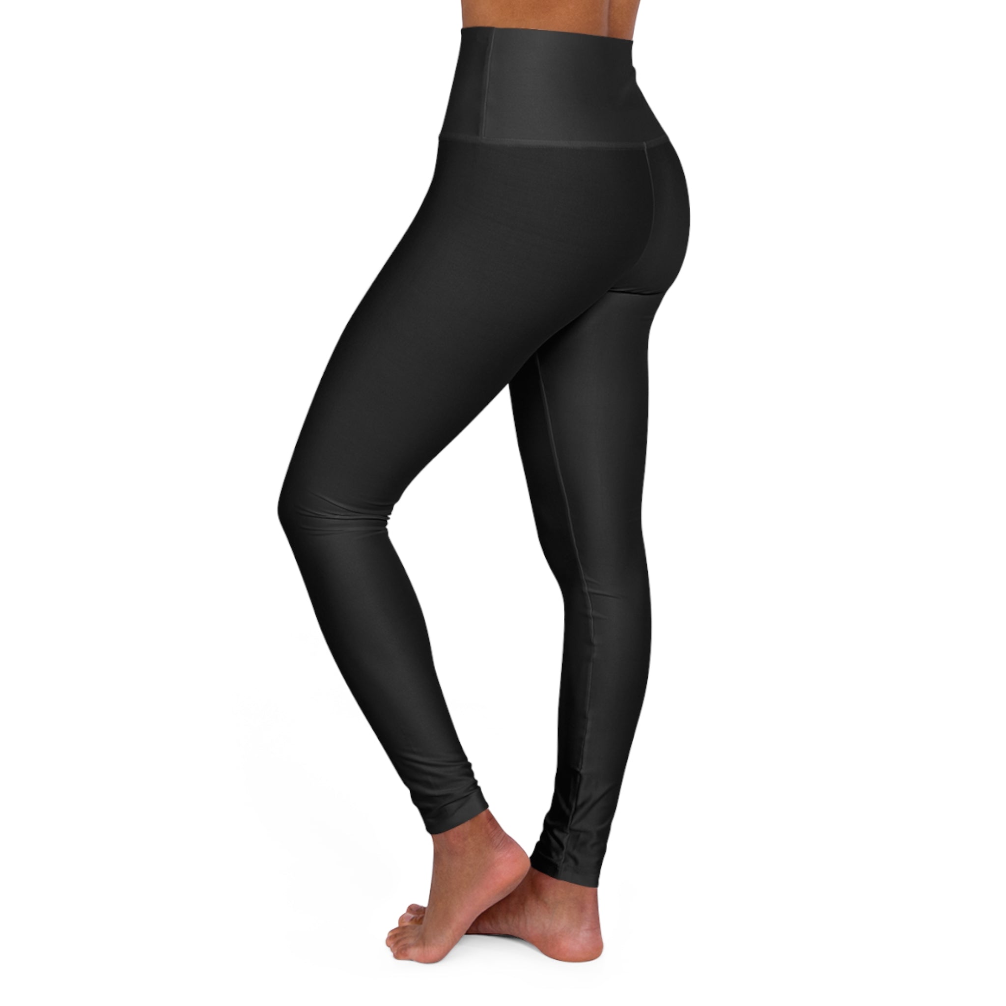 High-Waisted Yoga Leggings – Black All-Over Print Activewear