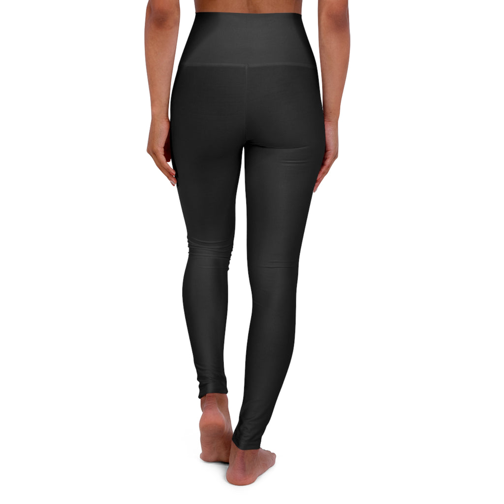 High-Waisted Yoga Leggings – Black All-Over Print Activewear