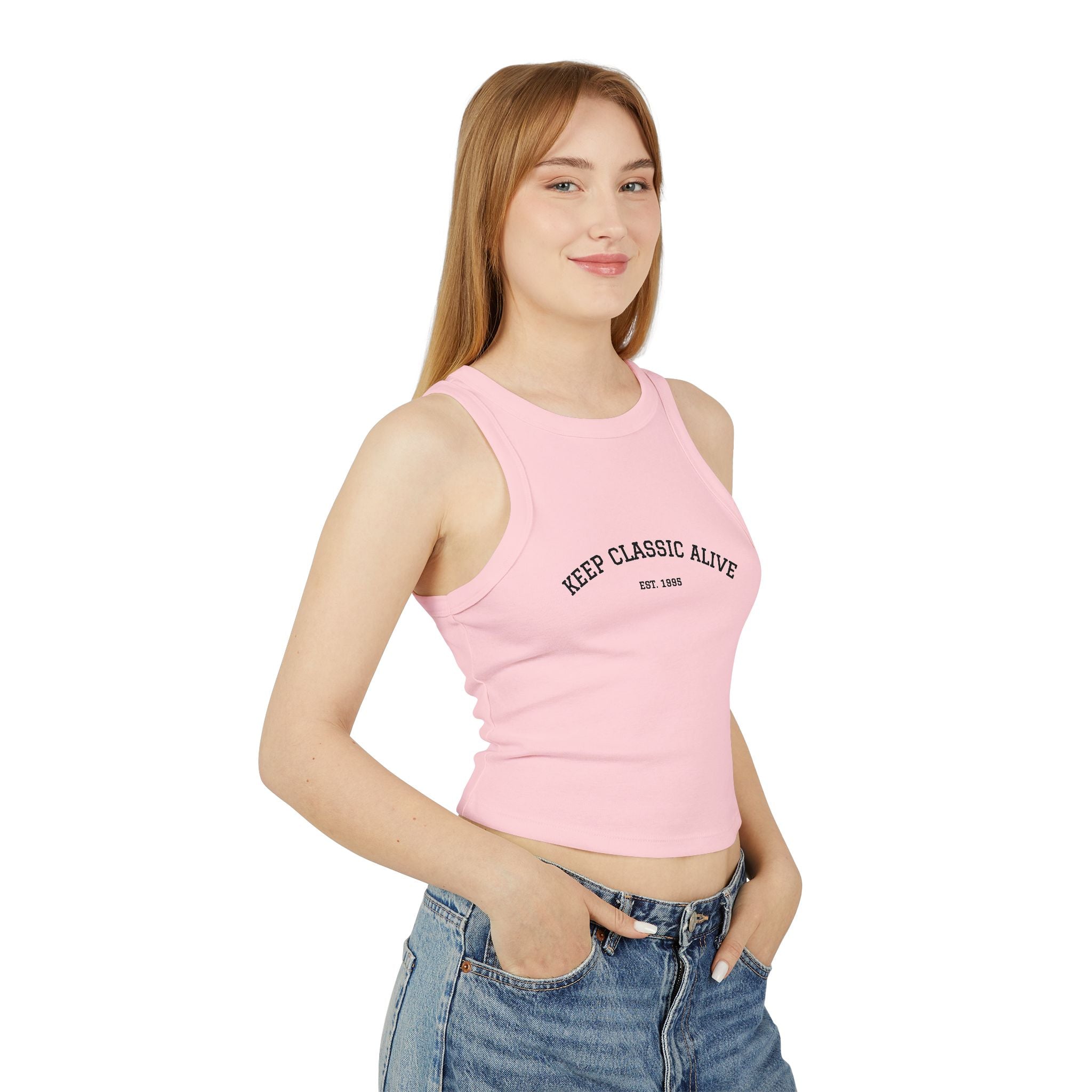 Keep Classic Alive Racer Tank Top — Women's Vintage-Inspired Crop