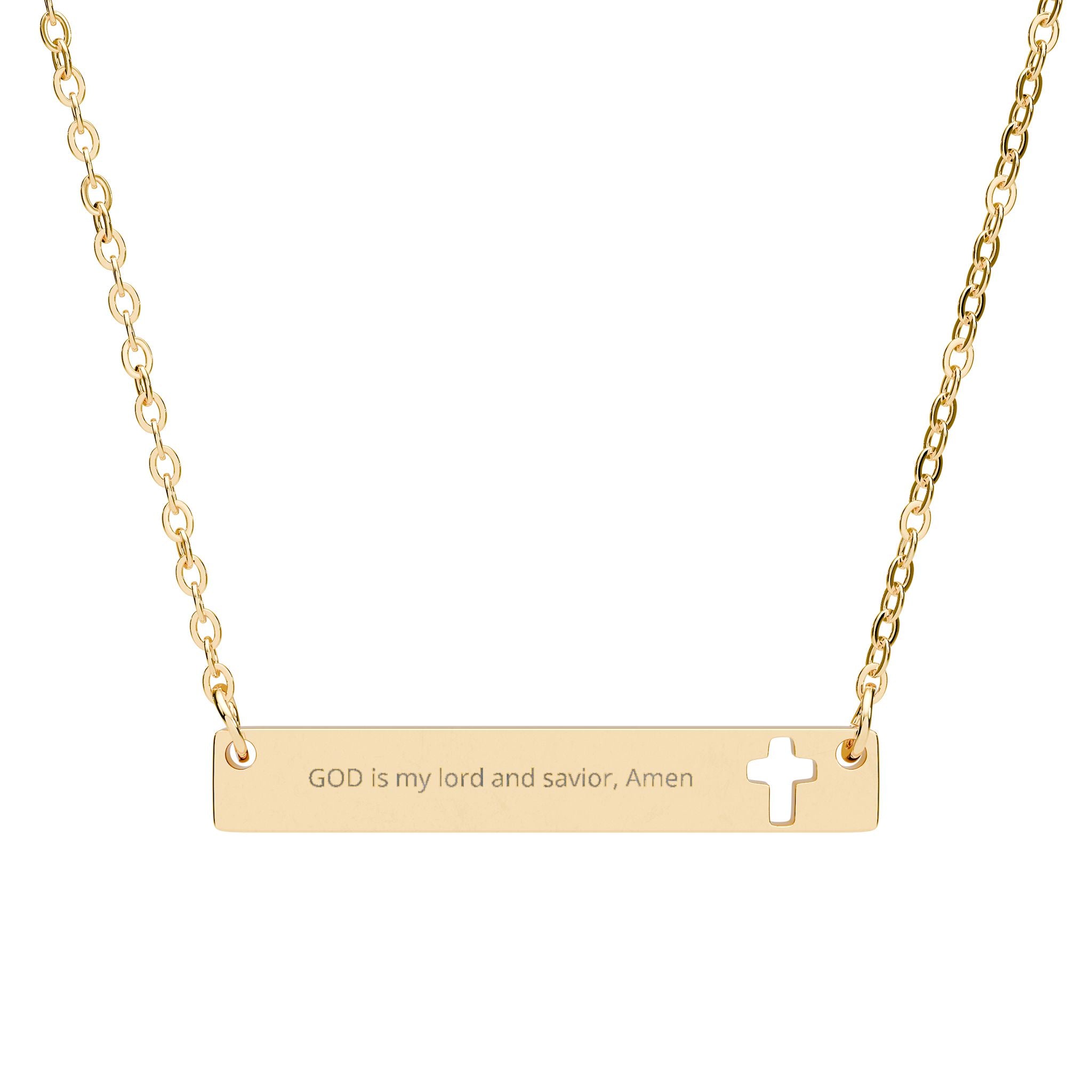 Engrave Cutout Cross Bar Necklace — Personalized Christian Pendant feel free to add your verses