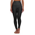 High-Waisted Yoga Leggings – Black All-Over Print Activewear