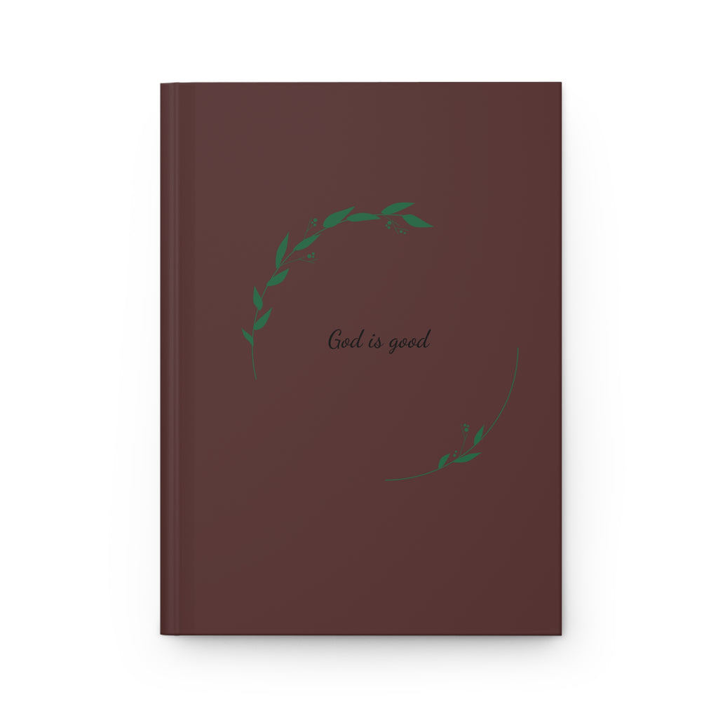 God is good journal Hardcover Notebook | minimal wreath design, matte