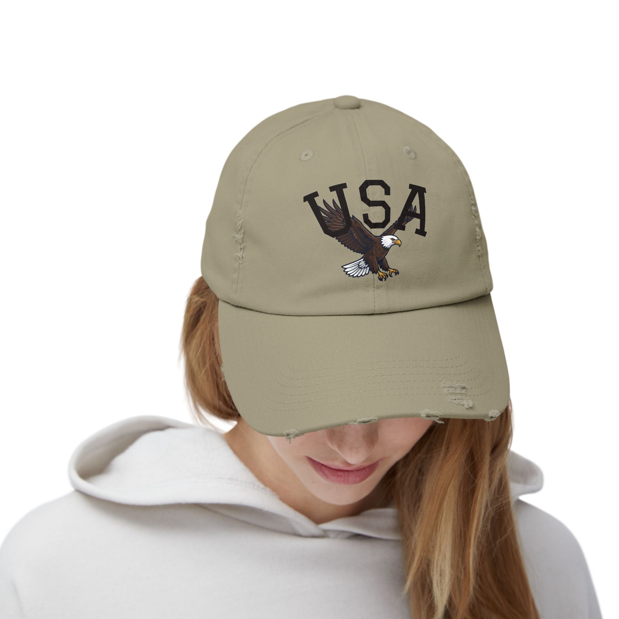USA Bald Eagle Cap | Distressed Patriotic Baseball Hat