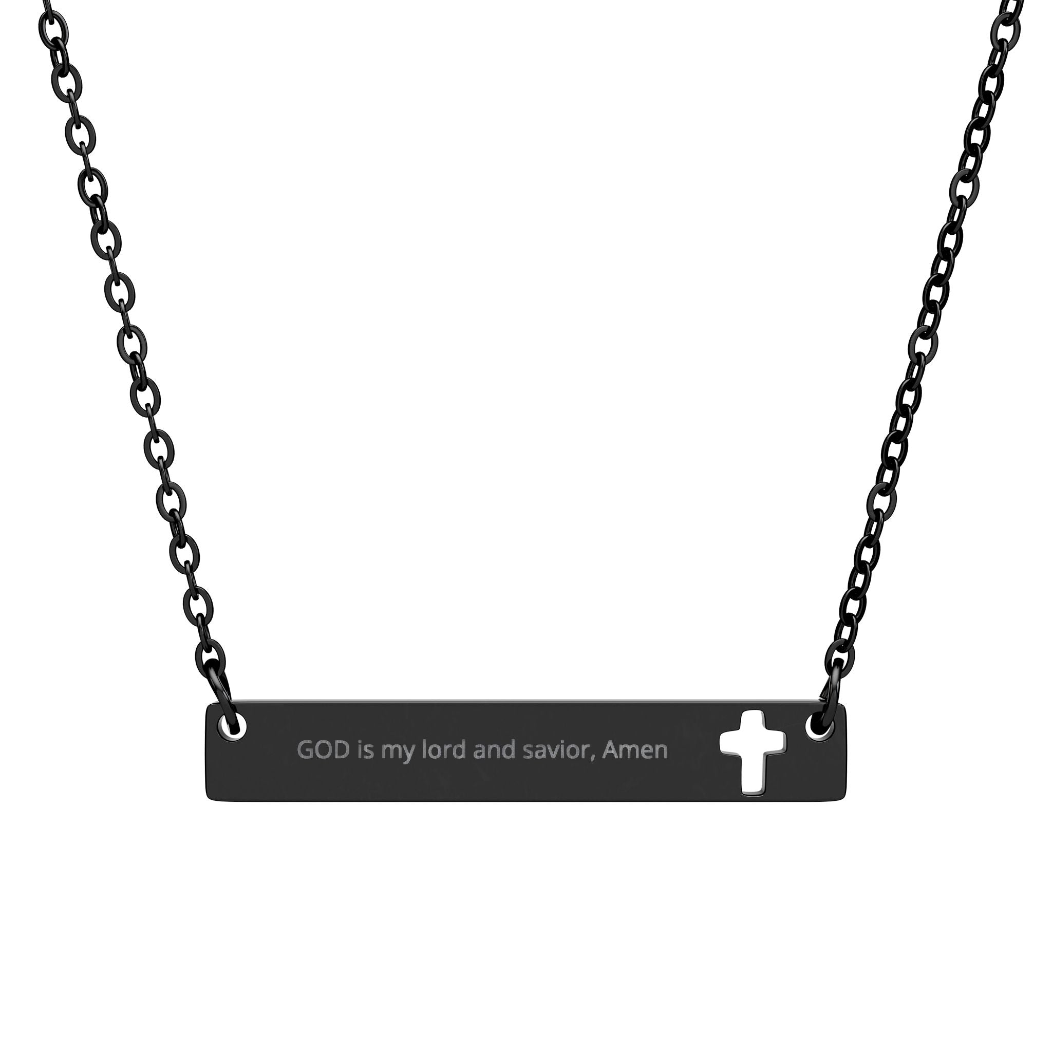 Engrave Cutout Cross Bar Necklace — Personalized Christian Pendant feel free to add your verses