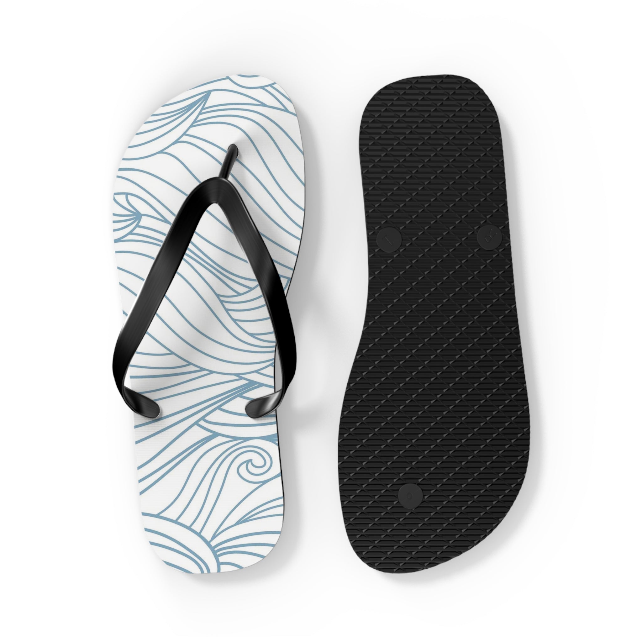 Blue Wave Pattern Flip Flops | Coastal Swirl Sandals