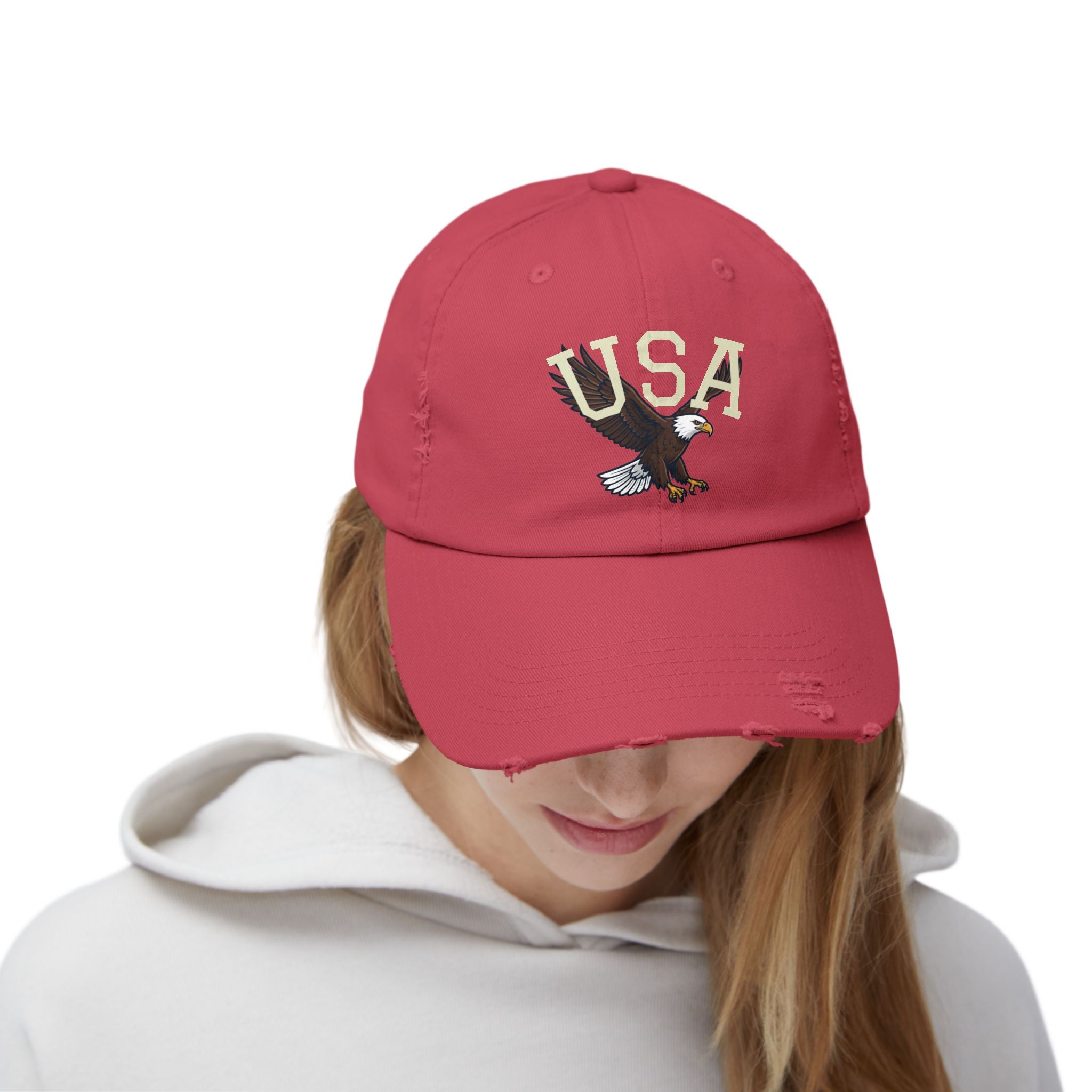 USA Bald Eagle Cap | Distressed Patriotic Baseball Hat