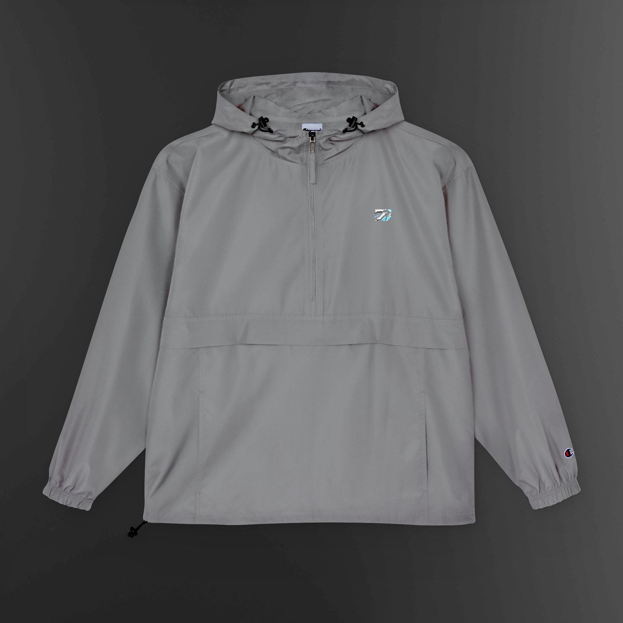 Light Blue Packable Anorak Jacket – Minimal Crest Hooded Windbreaker