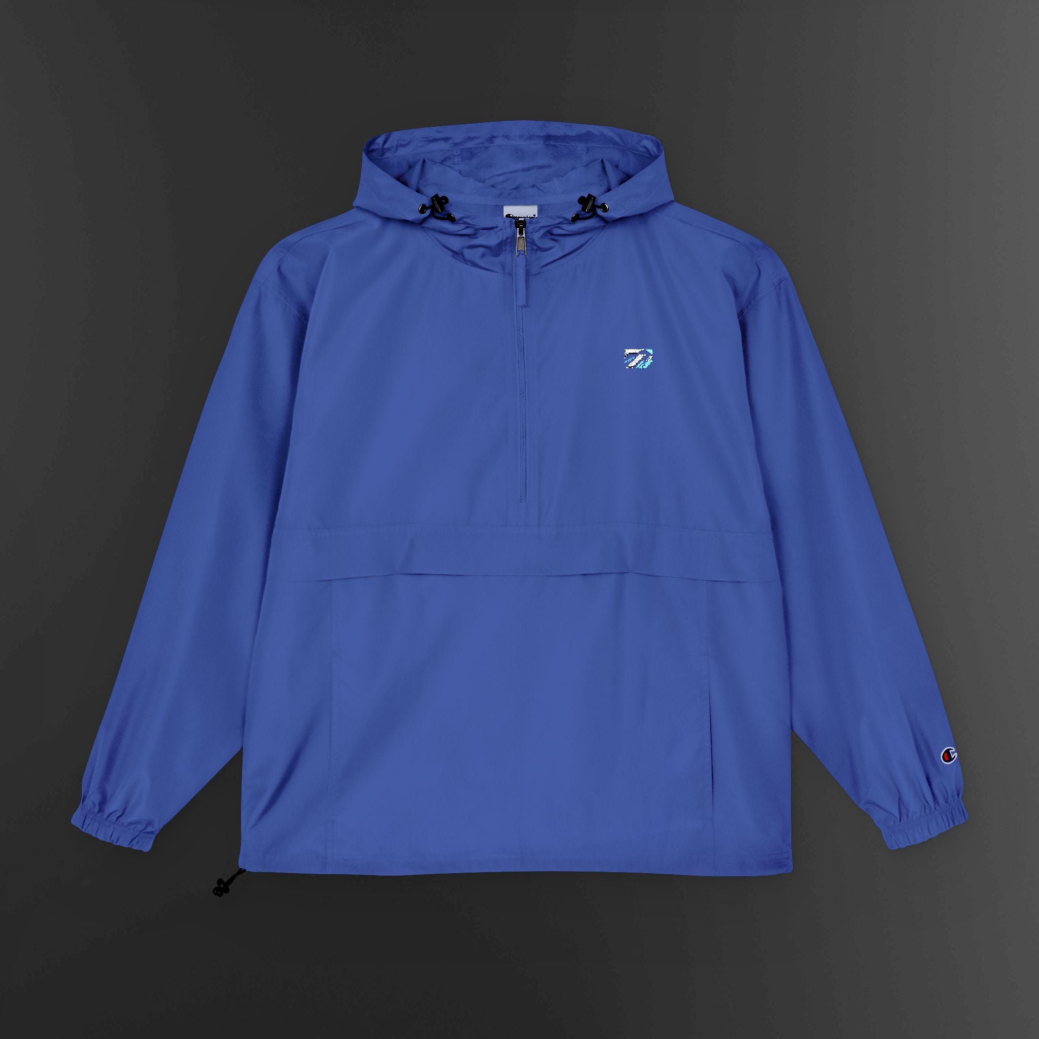 Light Blue Packable Anorak Jacket – Minimal Crest Hooded Windbreaker