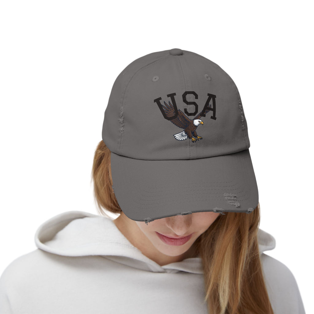USA Bald Eagle Cap | Distressed Patriotic Baseball Hat