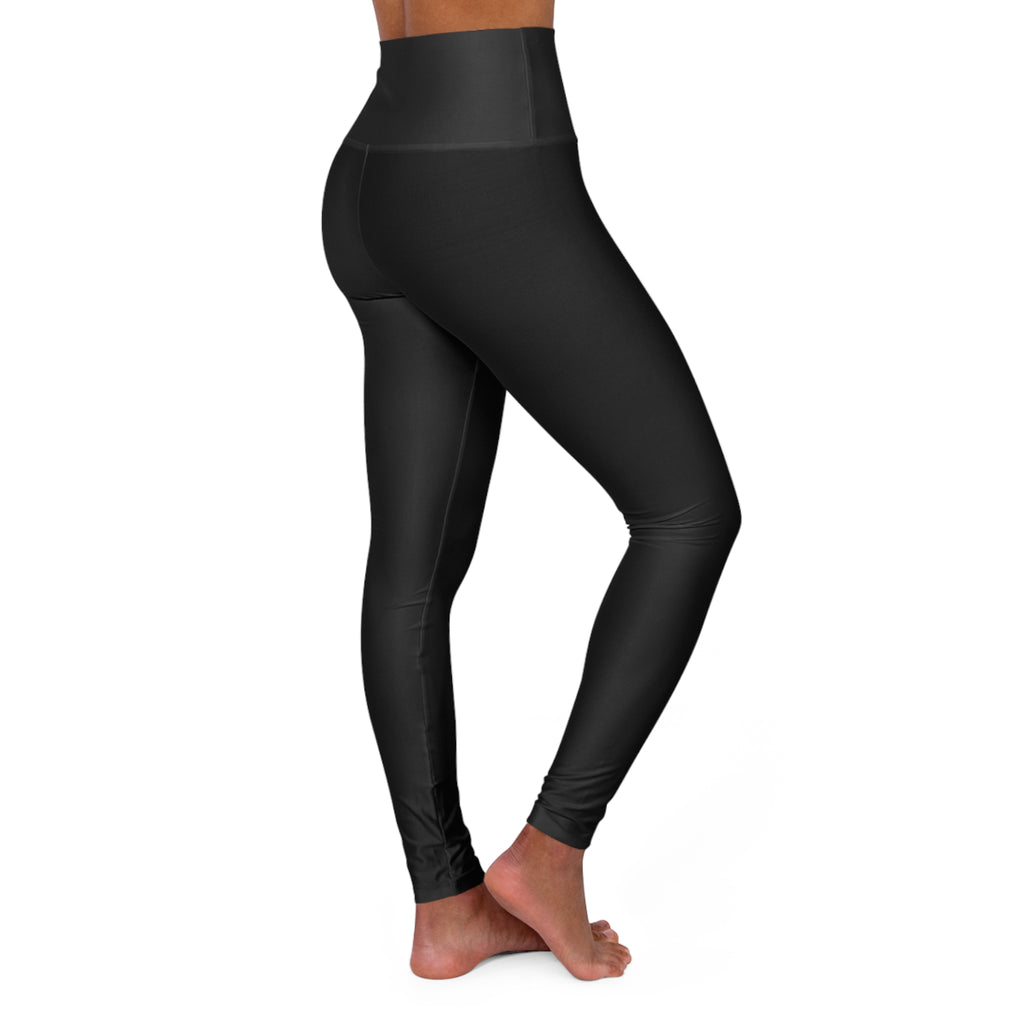 High-Waisted Yoga Leggings – Black All-Over Print Activewear