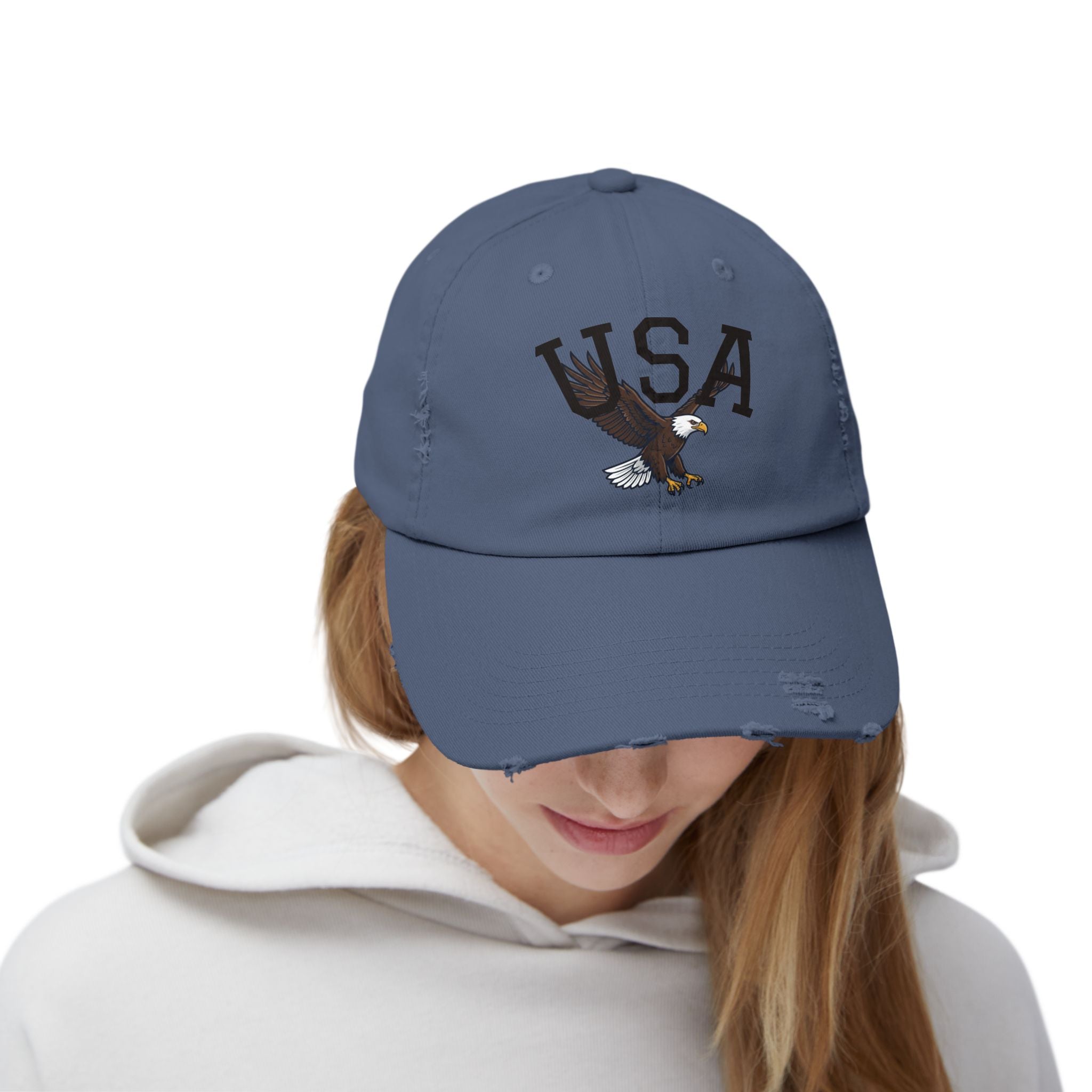 USA Bald Eagle Cap | Distressed Patriotic Baseball Hat